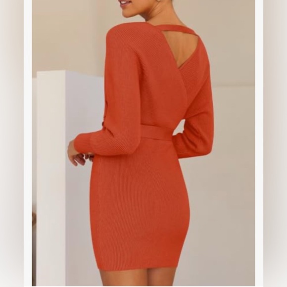 Zesica Batwing Long Sleeve Wrap Pullover Sweater Dress - SZ L - NWT - Picture 6 of 13